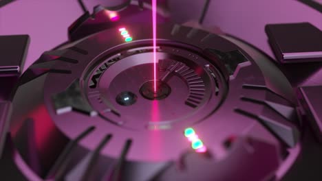 Digitaler-Technologischer-Futuristischer-Hintergrund,-Der-Laser-Leuchtet-Aus-Einem-Metallischen-Scifi-Mechanismus-3d